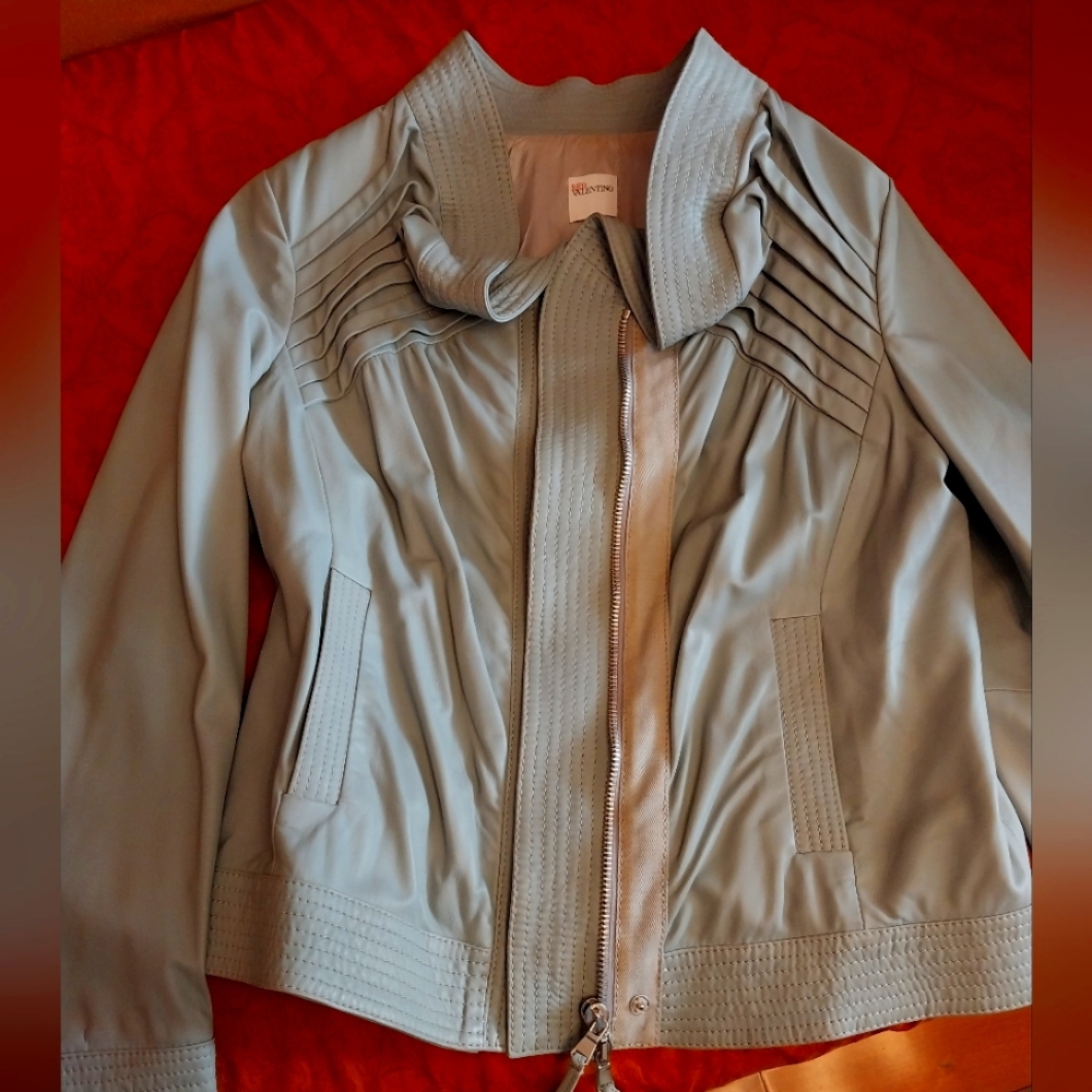 Red Valentino ruffled lamb leather jacket 48/10